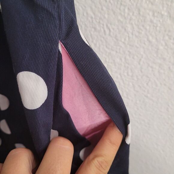 Eliza J Blue Polka Dot Dress Women's 4 Pleated Fit Flare Knee Length Sleeveless - Picture 8 of 13